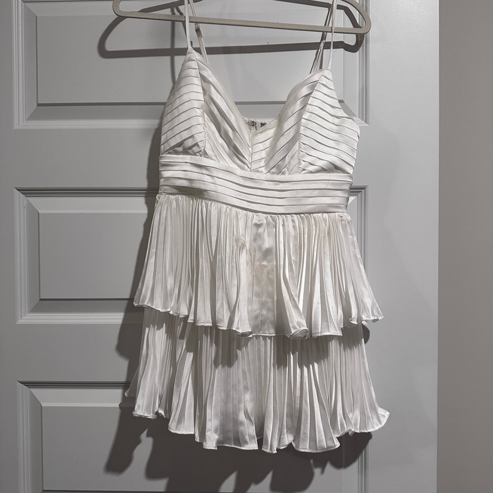 Anna Grace White Pleated Romper